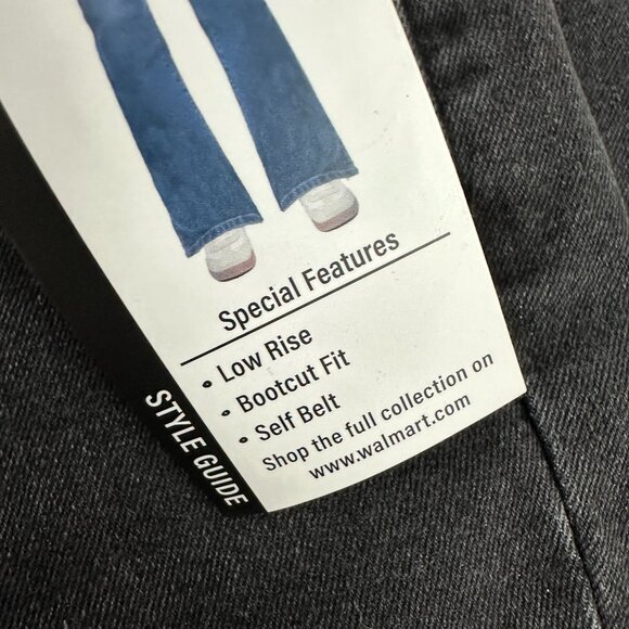 Madden NYC Low Rise Bootcut Black Denim Jeans Size 10 Slim Fit Belt Detailing - Picture 4 of 9